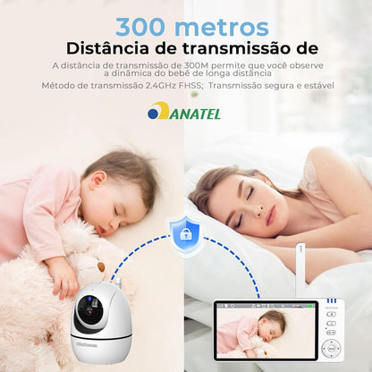 Babá Eletrônica HD com Tela de 5" e Visão Noturna