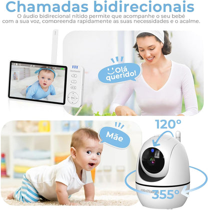 Babá Eletrônica HD com Tela de 5" e Visão Noturna